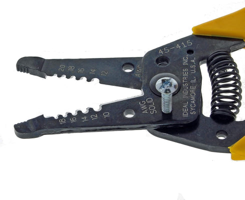 IDEAL Electrical 45-415 Premium Reflex T-5 Wire Stripper, 10-20 AWG, Plier Nose with Textured Grips, Yellow