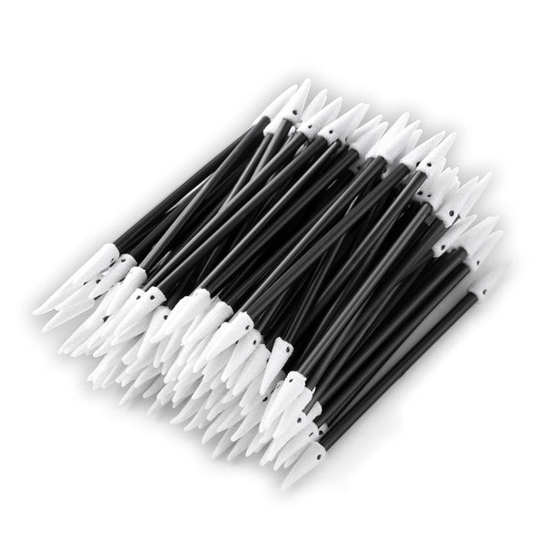 Double-Tipped Cleaning Swabs 2.9" (200pcs Black 3.2 mm Head) Foam Swabs for PCB Board, Printer, Inkjet