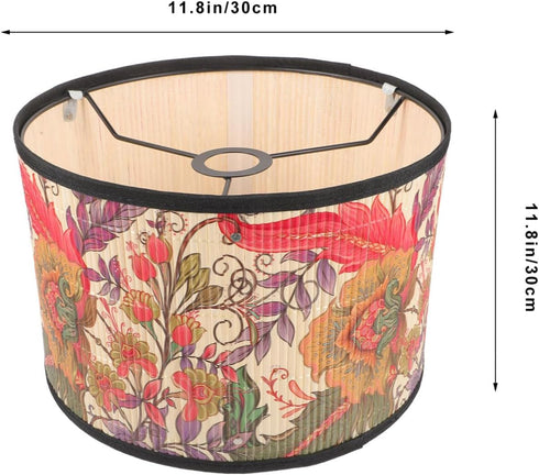 11.81 Inch Uonlytech Bamboo Woven Lampshade Printed Table Lamp Shade for Bedroom Dining Room Rustic Home Decor