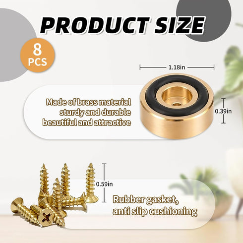 Sowhatsowoo 8 1.18 0.39 Inch Pcs Brass Cutting Board Feet with Non Slip Pads x Board Feet Legs with Silicone Rubber