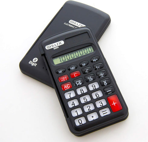 BAZIC Pocket Size Calculator, 8-Digit w/Flip Cover, Small Standard Function Electronics Calculators, Black, 1-Pack