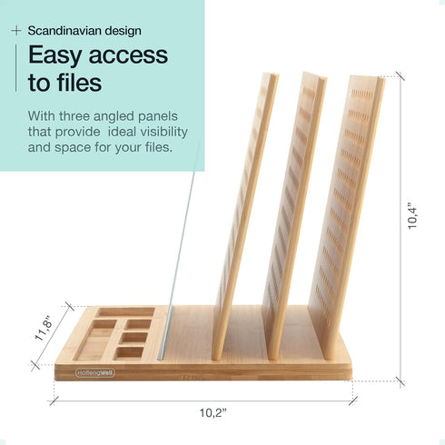 Bamboo Wood Desk Organizer: 3-Tier Non-Slip File Holder, Mail Organizer, Effortless Assembly, Perfect for Desk System