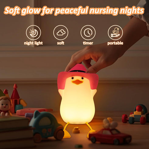 Dimmer Anywin Cute Benson Ducks Night Light, Squishy Touch Silicone Animal Nursery Bedside Lamp, & Rechargeable