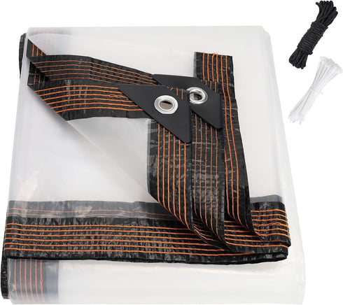 NNG 10x20ft Clear Waterproof Tarps Heavy Duty Transparent Tarpaulins Clear Vinyl Tarps with
