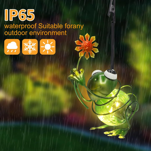 Yamodoor Frog Solar Outdoor Hanging Lantern Creative Small Sculpture Lights Durable Waterproof Lamp Suitable