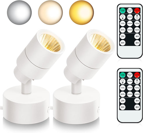 Kandicyar 2 Pack LED Spot Lights Indoor, 5W Uplighting with Remote Control Dimmable