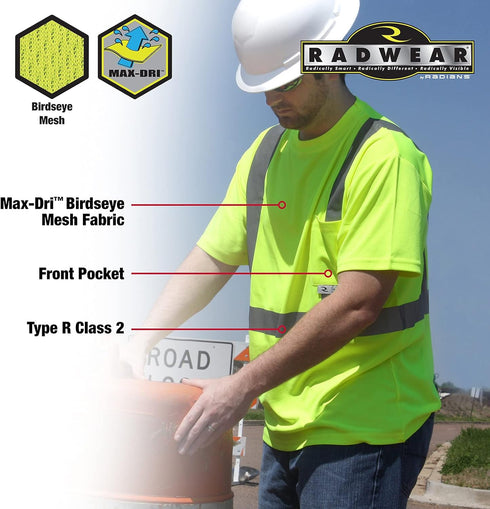 Radians ST11-2PGS-4X Industrial Safety Shirt, Short Sleeve, Green, 4X-Large