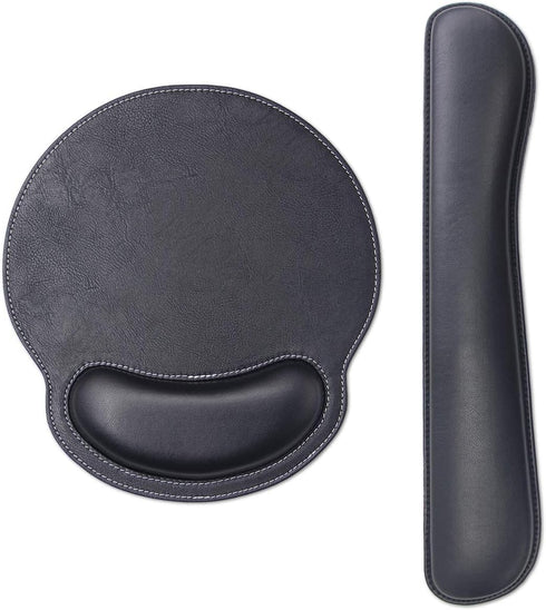 RICHEN Ergonomic PU Leather Keyboard Wrist Rest and Mouse Pad Set with Memory Foam for Computer/Laptop, Comfortable