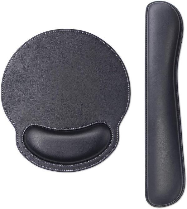 RICHEN Ergonomic PU Leather Keyboard Wrist Rest and Mouse Pad Set with Memory Foam for Computer/Laptop, Comfortable