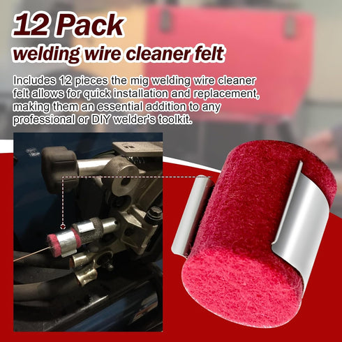 Gvvycc 12-Pack MIG Welding Wire Cleaner Pads, Red Felt Lubricator Pads for Wire Feeders, Professional Welding