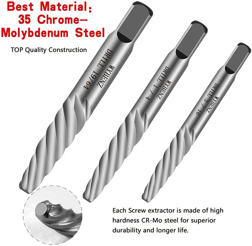 5Pcs Screw Extractor Set, Spiral Flute Bolt Extractor Set for Removing Stripped Screws and Broken Bolts