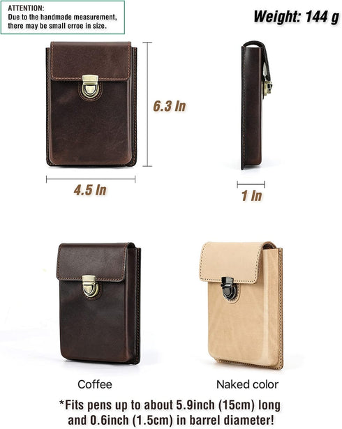 Top Grain Genuine Leather 5 Slot Pen/Pencil Tray Case Organizer, Handmade Vintage Design, Glossy Coffee
