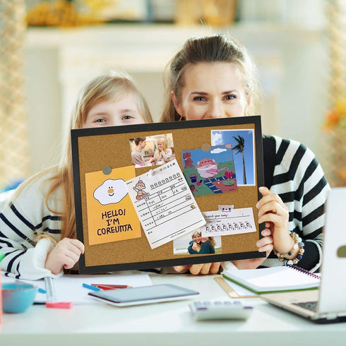 OWLKELA Cork Bulletin Board 17.7"X 13.3", Notice Pin Board for Office & Home Decor, School Vision