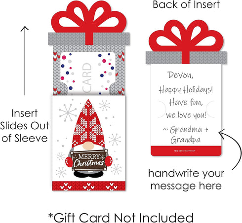 Set 8 Big Dot of Happiness Christmas Gnomes - Holiday Party Money and Gift Card Sleeves - Nifty Gifty Card Holders