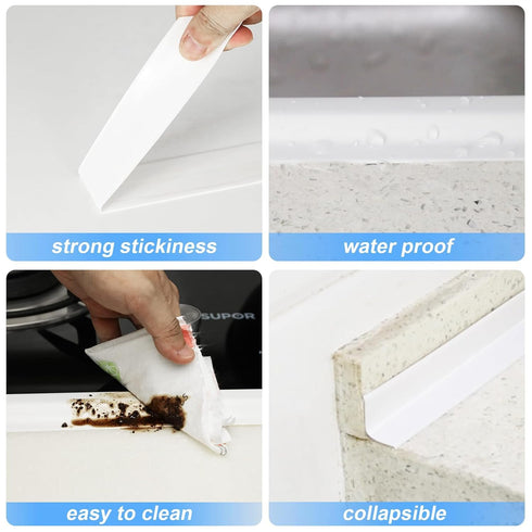 Caulk Strip 2 Pack, 1.5' x 10.5Ft Self Adhesive Caulk Tape for Kitchen Countertop, Sink, Bathroom, Toilet, and Bathtub