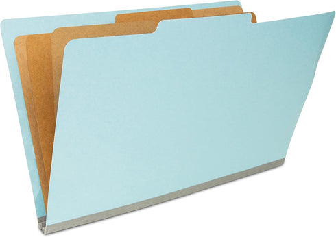 The File King Pressboard Classification File Folder - Pale Blue, Legal Size, Box of 10, 2/5 ROC Top Tab, 3” Expansion,