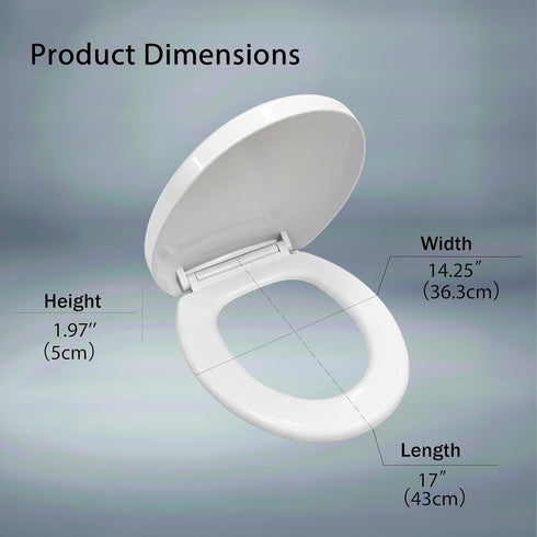 MinSha 17 Inch V/O-Shape Round Toilet Seat with Soft Close - Heavy Duty O-Shape PP Plastic Toilet Seat Replacement |