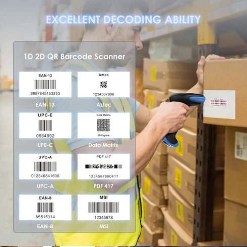 Eyoyo 2D Bluetooth Barcode Scanner, 2500mAh Handheld Cordless USB Wired QR Bar Code Reader for Library Inventory