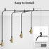 1-to-4 E26/E27 Vintage Plug-in Pendant Light Kit with Hanging Sockets, Industrial Hanging Light with Individual Rotary