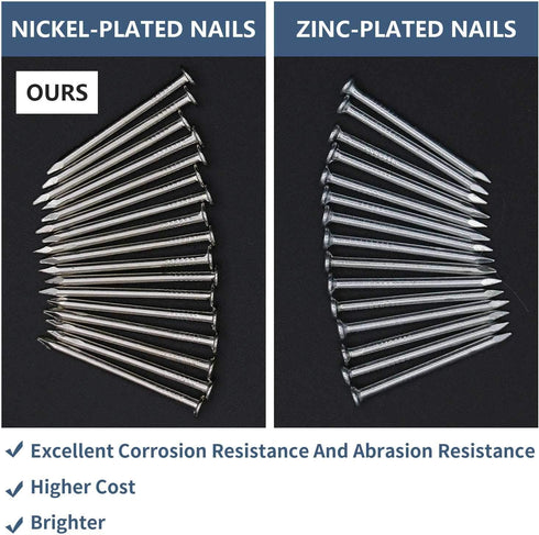 450pcs Hardware Nails, 1-1/4‘’ × 16 Ga Nickel Plated Hanging Nails for Various Projects