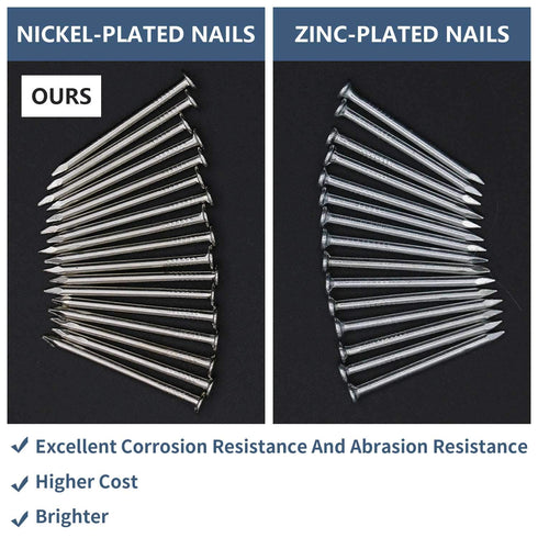 240pcs Hardware Nails, 1-1/2 Inches Nickel Plated Hanging Nails for Picture, Wood, Long, Wire Nails