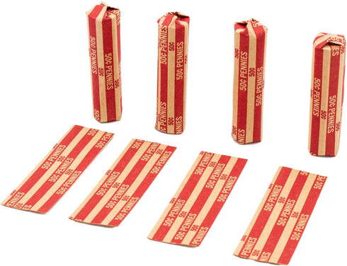 Penny Coin Wrappers - 100 Flat Striped Coin Wrappers