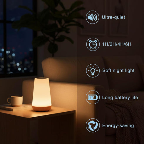 Dimmable Kids Touch Night Light: LED Bedside Lamp Eye-Caring Soft Warm USB Rechargeable Portable for Home Bedroom
