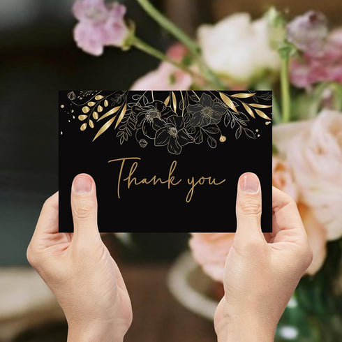 Oaken Leaford 108 Pack 6 Pre-Folded Floral Thank You Cards with Envelopes & Stickers, Elegant Designs for Wedding, Baby