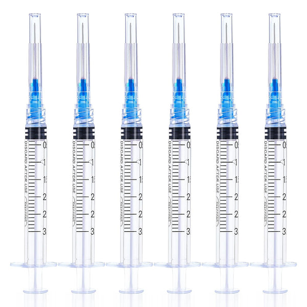SHAOTONG 3mL Syringe with 23 Gauge 1 Inch Luer Lock Needle, Lab Disposable Sample Syringes, 20 Pack