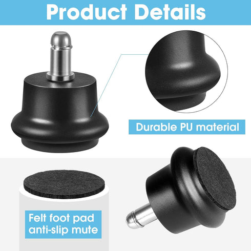 Bell Glides Replacement Office Chair Swivel Caster Wheels, 5 Pcs with Self Adhesive Felt Pads for Carpet