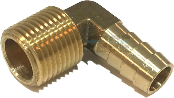 1/2" Hose ID to 1/2" Male NPT MNPT 90 Degree Elbow Brass Fitting for Fuel, AIR, Water, Oil, Gas