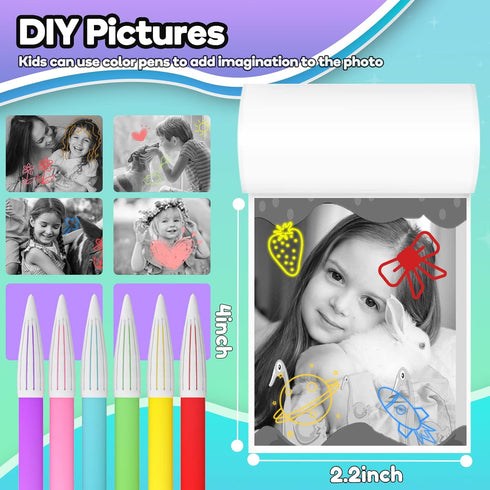 Paper,6 (6 Printer Rolls for Kids Instant Print Camera,HD Printing Thermal Print Paper Rolls)