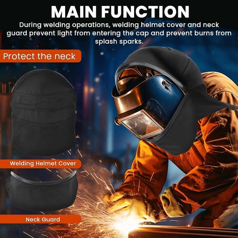 LVOERTUIG Cover,2Pcs Set, Welding Helmet Welding Helmet Cover and Helmet Bib Full Protection Welding Hood Welding