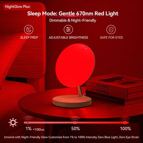 670nm Timer/Dimmer, Red Therapy Night Light for Sleep Aid, Baby Nursery & Bedrooms - Bedside Lamp with Amber Light