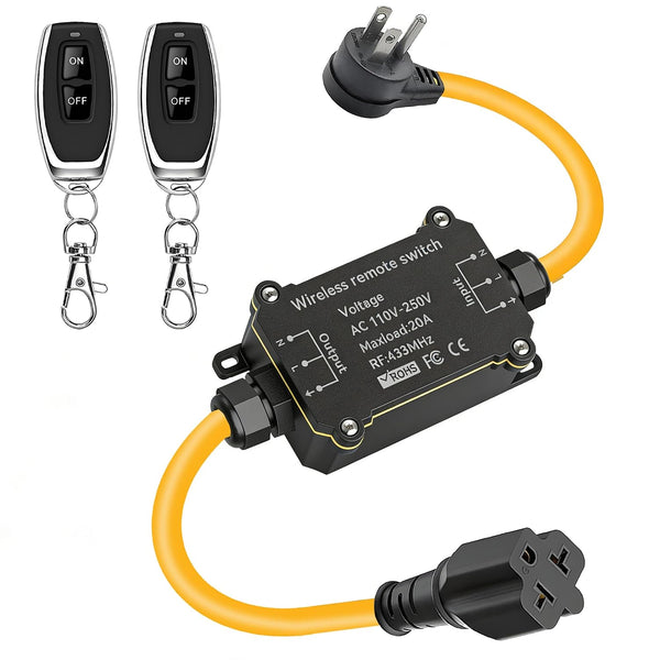 AC110V Waterproof Remote Control Power Switch,Equipped with a Multi-Functional Socket Plug, AC110/230/240/250