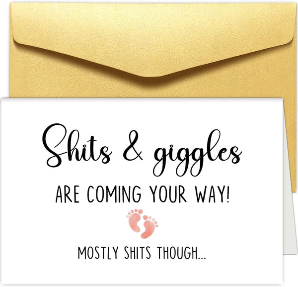 Chenive Funny Baby Shower Card for New Parents, New Baby Card for New