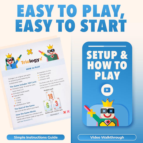 Triologyx 2nd 3rd 4th 5th Multiplication Game for Kids Interactive Math Card Game That Builds Confidence in Times