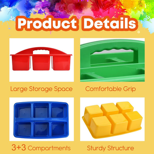 6 6-Pack ALINK Plastic Classroom Caddy with Compartments, Teacher Supply Storage Caddy Organizer for Classroom Supply