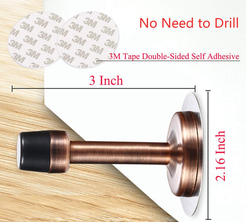 LemonHo Wall Mounted Door Stopper with Self Adhesive Tape, Stainless Steel Pack of 2, 3 Inches Height