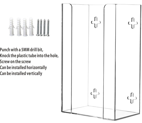 Cq Acrylic Clear Wall Floating Glove Rack and Glove Box Dispenser Holder (10"x6.25"x4”, Pack of 1)