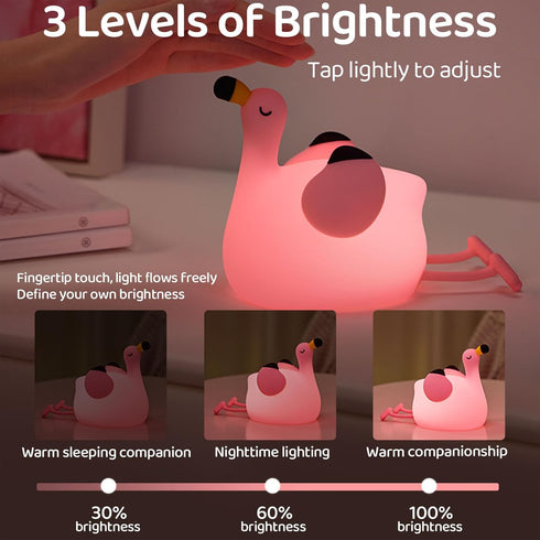 Dimmable Pink Flamingo Night Light for Kids, Silicone LED Baby Nursery Night Light, Funny Nightlight Girls Trendy