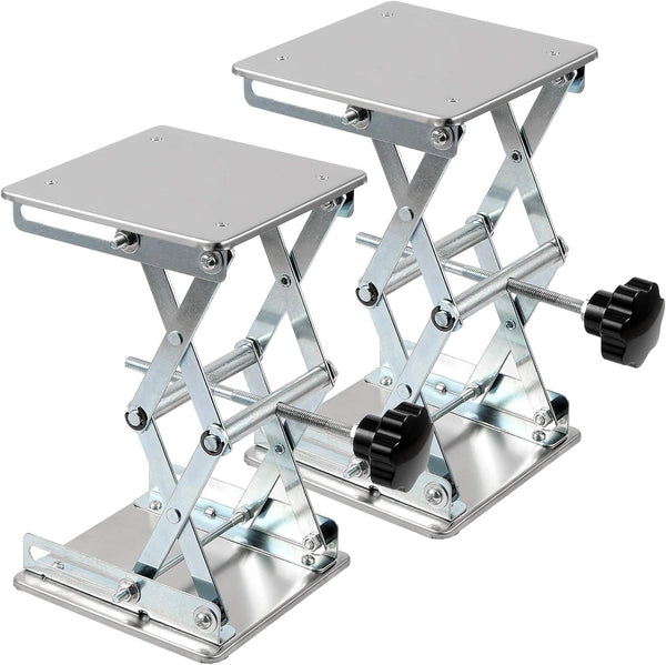 KEILEOHO 2 PCS Mini Lab Lift Stand Table, 6 x 6 Inches Stainless Steel Laboratory Scissor Stand, 10 KG Capacity