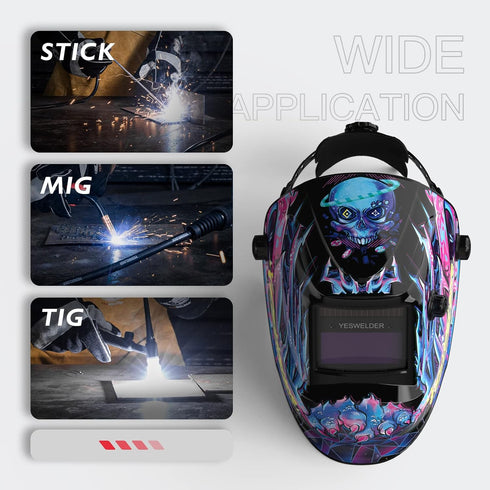 YESWELDER True Color Solar Powered Auto Darkening Welding Helmet, Wide Shade 4/9-13 for TIG MIG ARC Weld Hood