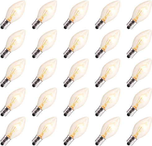100 Pack C7 Christmas Replacement Light Bulbs, C7 Clear Incandescent Bulb for