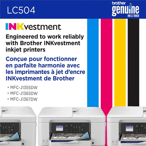 Brother LC504C 1355, 1365, 1367 Genuine Standard Yield Cyan Ink Cartridge (for use INKvestment and Printers)