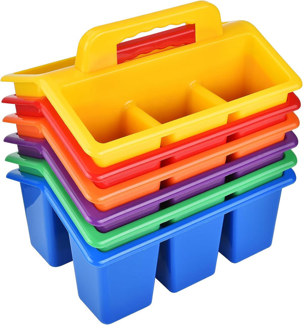 ALINK Classroom Caddy Storage Basket with Handle, 6 Pack Plastic Arts Office