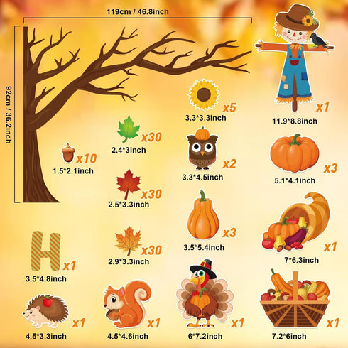 Fall Tree Bulletin Board Decorations for Classroom Autumn Thanksgiving Cutouts for School Home Decor
