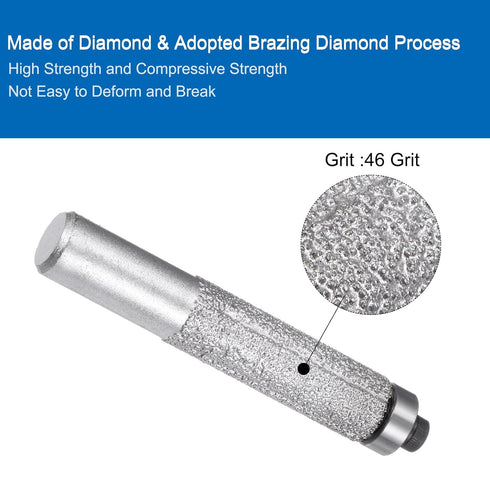 2 13.3mm 1/2" 46 uxcell Pcs Diamond Profile Straight Router Bit Dia Shank Grit Wet Dry Use Brazed Cylinder Profile