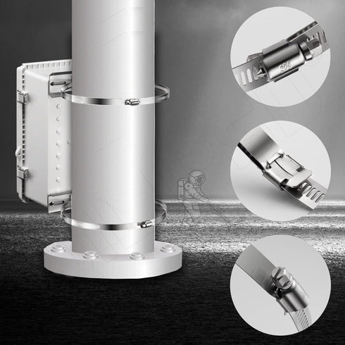 QILIPSU 304 Stainless Pole Mounting Kits, 250x48mm Brackets with Adjustable Clamp for Outdoor Junction Box