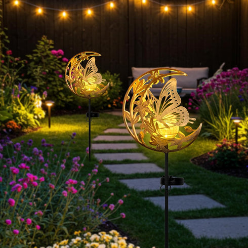 JOBOSI Solar Butterfly Floor Lamp, Waterproof Outdoor Solar Light for Garden, Yard, Patio Decor, Auto On/Off